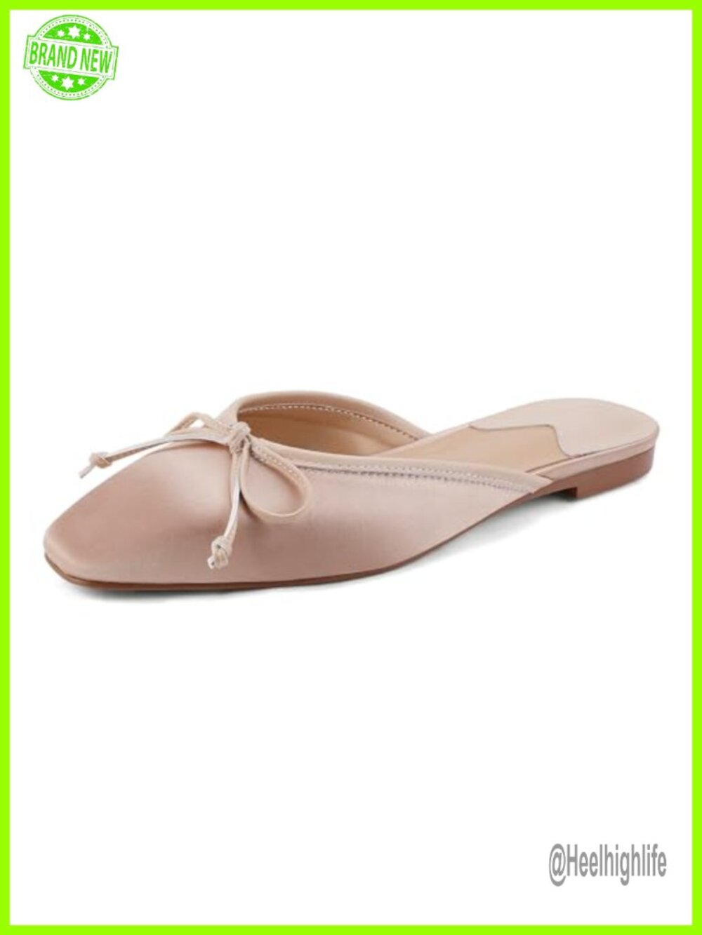 Satin Square Toe Mules Backless Slip-On Flats Bow Detail Women's Shoes